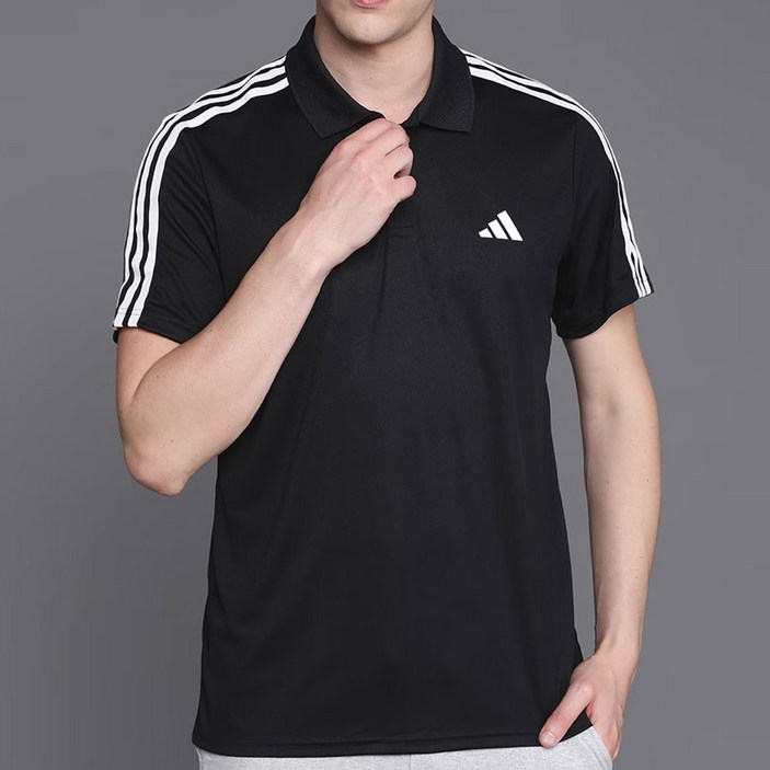 아디다스 반팔 카라티 남자 검정색 PK 카라티셔츠 여름 기본 스포츠 상의 클래식 피케 셔츠 - 투데이밈