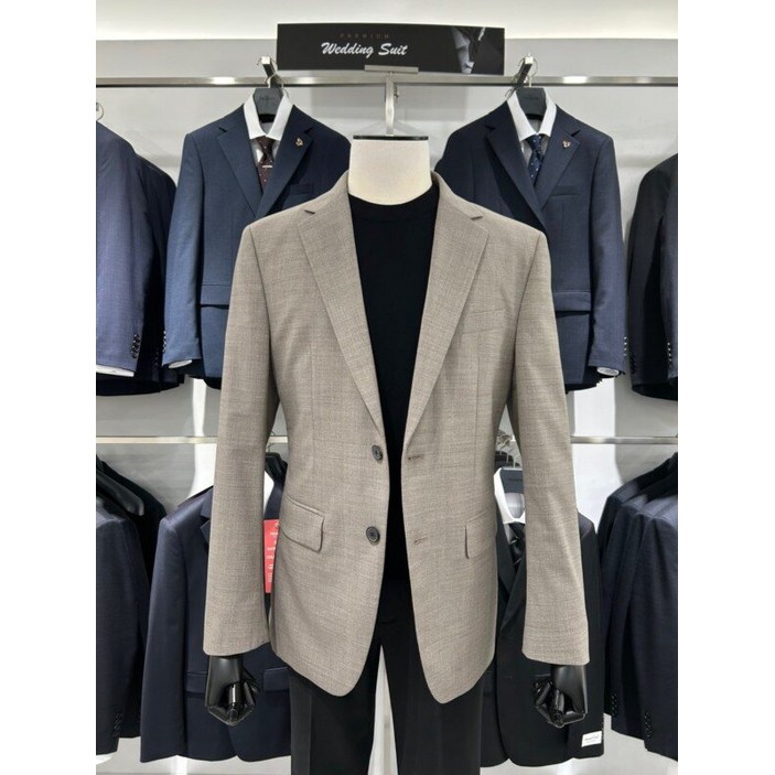 트루젠 (봄여름 특가) 베이지 스판원단 기본핏 남자 비지니스 콤비 자켓 2266111093051