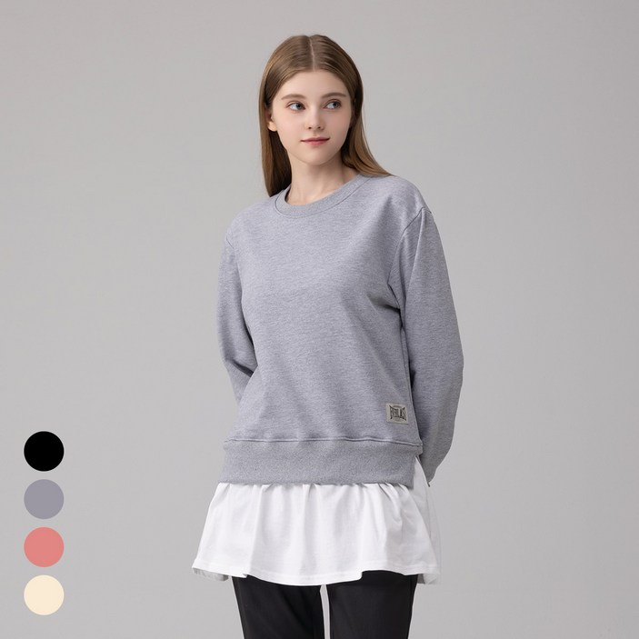 에버라스트 여성 맨투맨 롱 레이어드 티셔츠