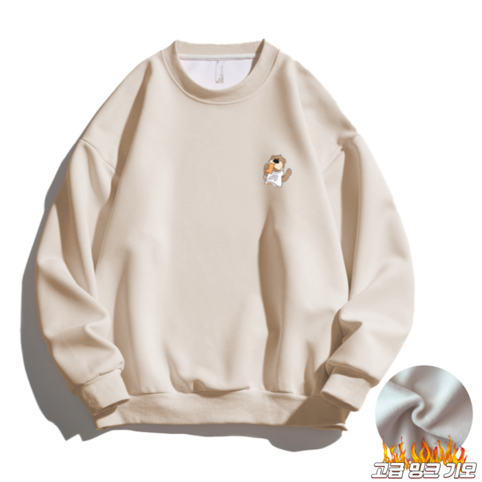 피에나 여성 캐릭터 극세사 밍크 간절기 곰돌이 루즈핏 봄철 맨투맨