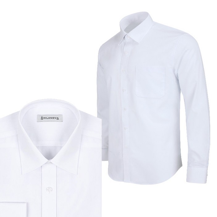 지이크이태리 레디핏 남성용 화이트 하얀색 기본 긴팔 와이셔츠 MN001