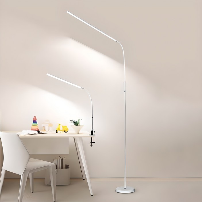ALLILIO 거실 LED 플로어램프 집게 책상 스탠드  밝기, 색온도 조절 가능 블루라이트 차단 시력보호  스탠드&클램프식 겸용 12W