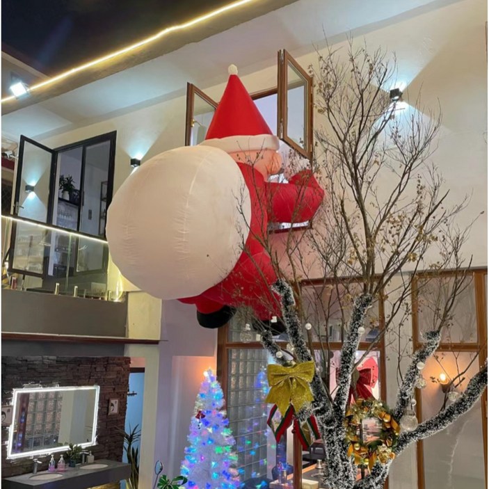 미투리아 벽타는 대형 산타 풍선 크리스마스 장식 송풍기 조명 포함 풀세트 2m, 화이트가방, 1개