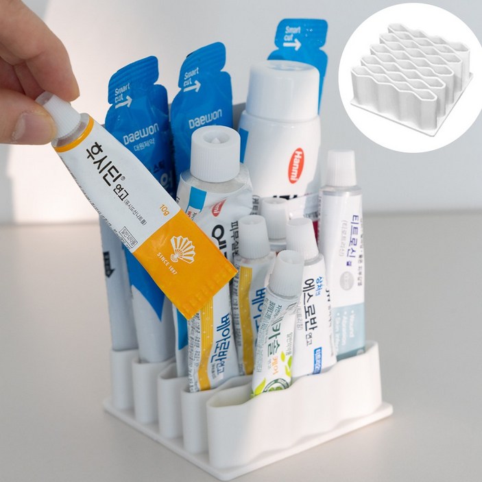 메이크마인 다용도 정리대 메이크업 브러쉬 세면도구 치약 연고 정리함 정리 홀더 꽂이