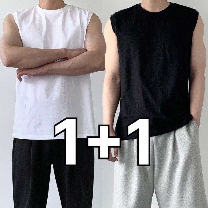 면100% 미제이 남자 민소매 티셔츠 오버핏 나시 1+1