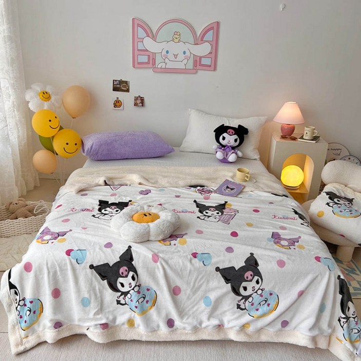 다나에 산리오 담요 시나모롤 쿠로미 양모담요 소파담요 무릎담요 동계이불담요