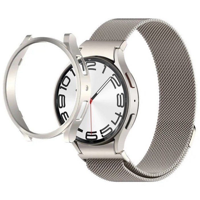 아이메이드잇 갤럭시워치 호환 밀레니즈루프 밴드 메탈 스트랩 케이스 세트, 스타라이트, 1개