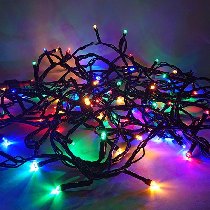 크리스마스장식품 선세이브[세트] 크리스마스 트리/캠핑 조명 LED 은하수 100구 검정선+전원케이블 세트, RGB(4색)