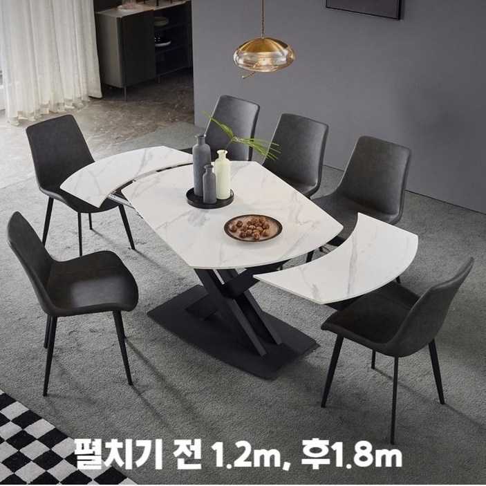 회전식 확장형 트랜스포머식탁 의자 세트 조합 북유럽 가정용 다기능