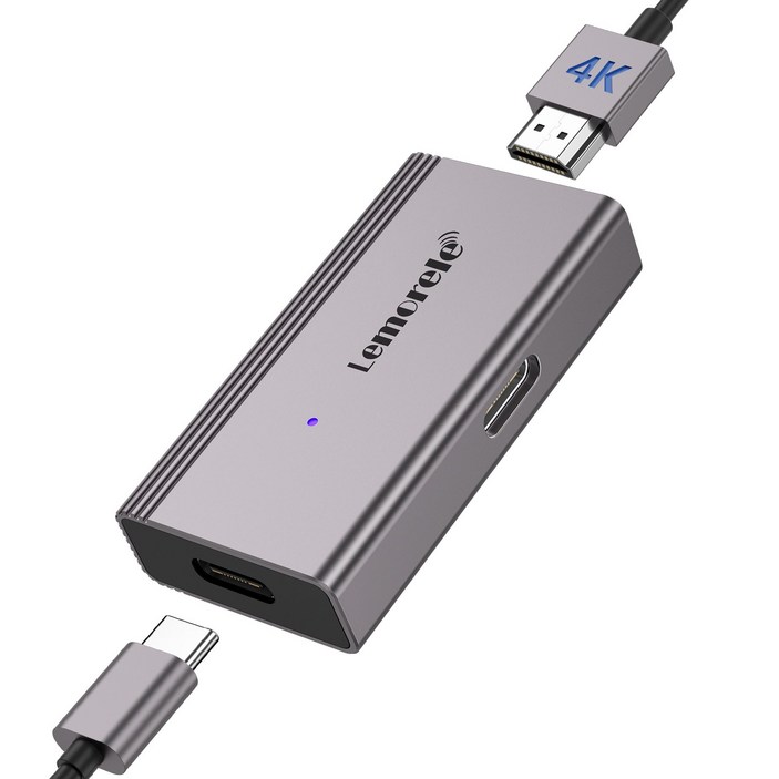 Lemorele HDMI에서 TypeC 어댑터까지 최대 4K 60Hz 노트북, 게임 콘솔, DVD 및 기타 장치를 AR 글래스 또는 디스플레이에 연결하는 데 적합합니다, 1개, LD48L