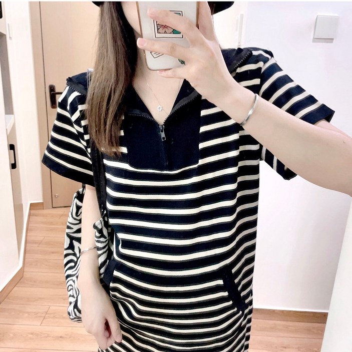 Bestify 여름 반집업 스트라이프 롱원피스 Bestify 여름 반집업 스트라이프 롱원피스