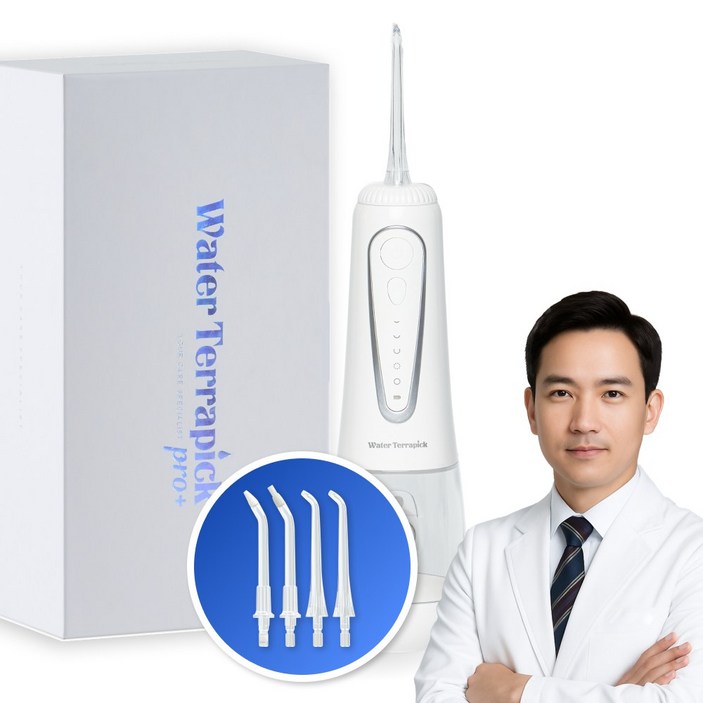 [치과/약국판매] 워터테라픽 프로 특허기술 구강세정기 1800회맥동수압 제트팁4개포함 방수IPX8등급, 워터테라픽 프로1개
