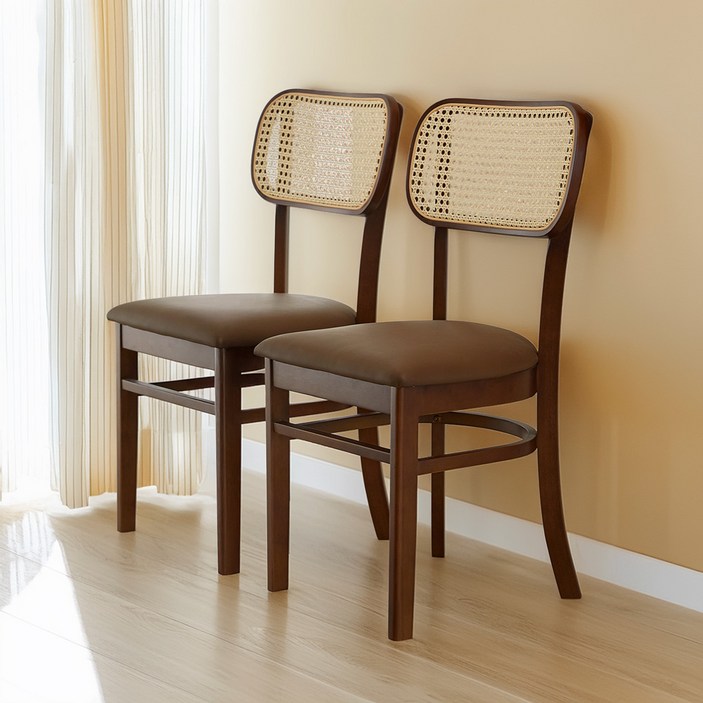 리비니아 버트 원목 라탄의자 식탁의자 11개2colros, 2개, 월넛