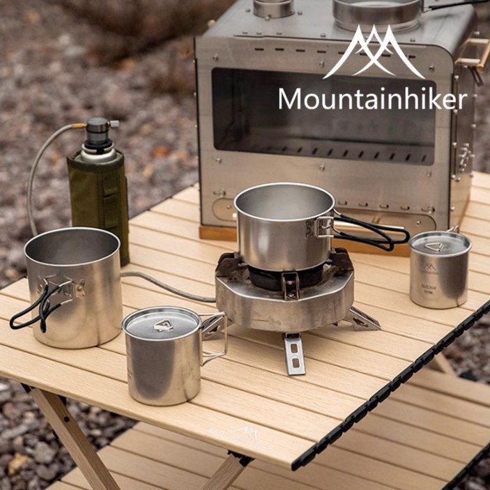 마운틴하이커 백패킹 식기 5종 세트 차박 혼캠 반합 코펠 스텐 SUS304, 1세트