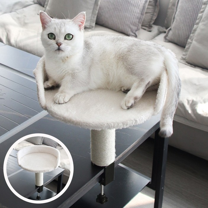 디에로 고양이 책상 테이블 캣타워, 1개, 아이보리