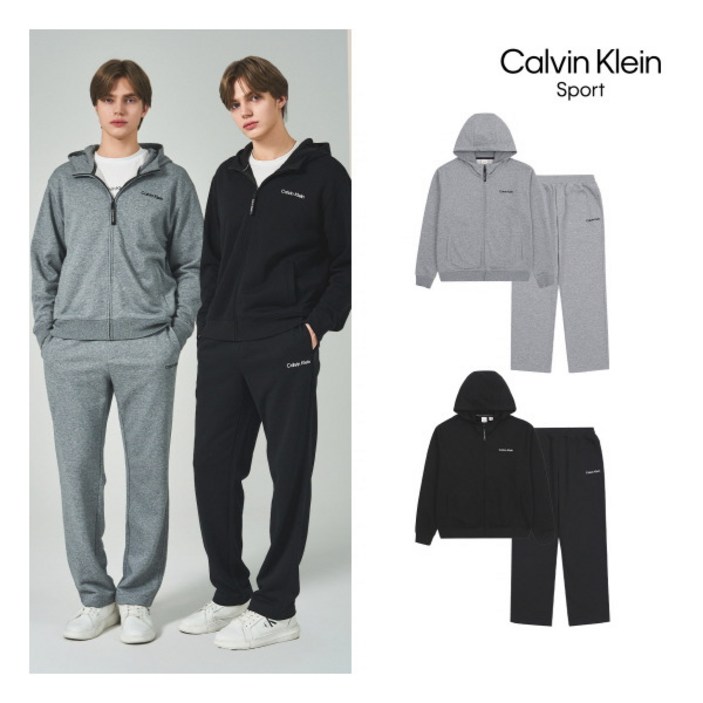 [캘빈클라인스포츠] 26SS 남성 스펙트럼 에센셜 스웻 셋업 2종 (후드집업+스웻팬츠)