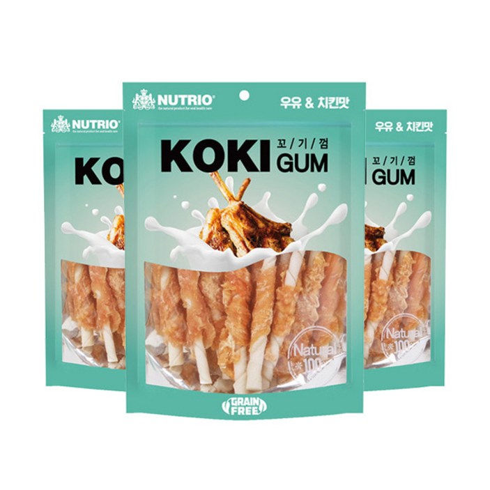 뉴트리오 꼬기껌 치킨 오리 딩고 스틱 6p, 15p, 18p 3개 묶음 애견 강아지 간식 껌, 1개, 뉴트리오 꼬기껌 치킨스틱 18p 3개묶음
