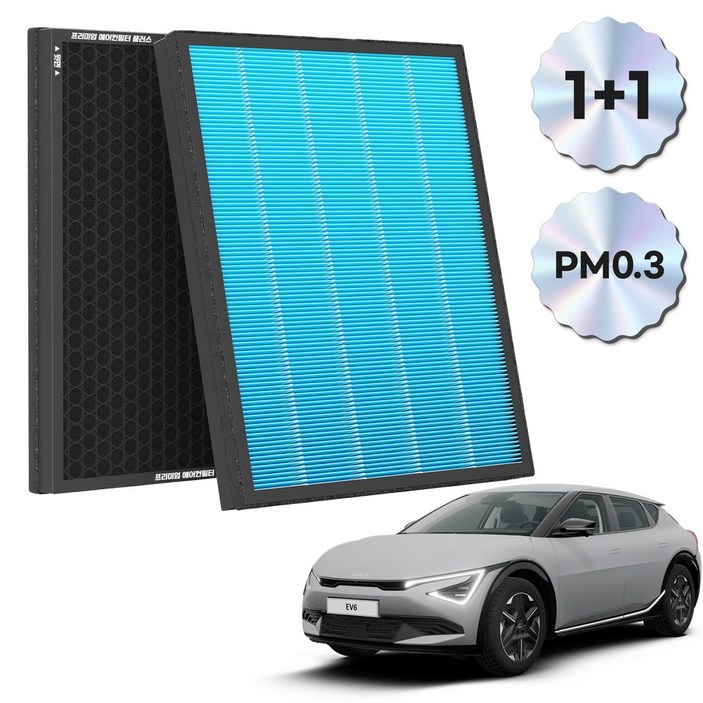 1+1 PM 0.3 에어컨필터 활성탄 블루 초미세먼지, 2개, EV6 [FCP-17]
