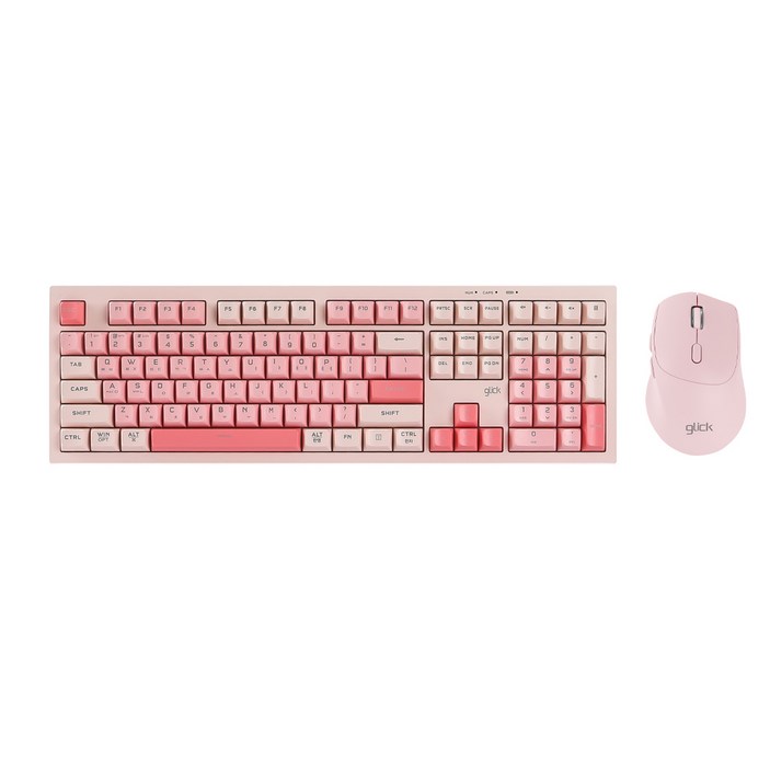 지클릭커 오피스프로 WMK50 사일런스 M 무소음 무선 블루투스 108 키보드 마우스 세트, 일반형, Pink RC2, WMK50