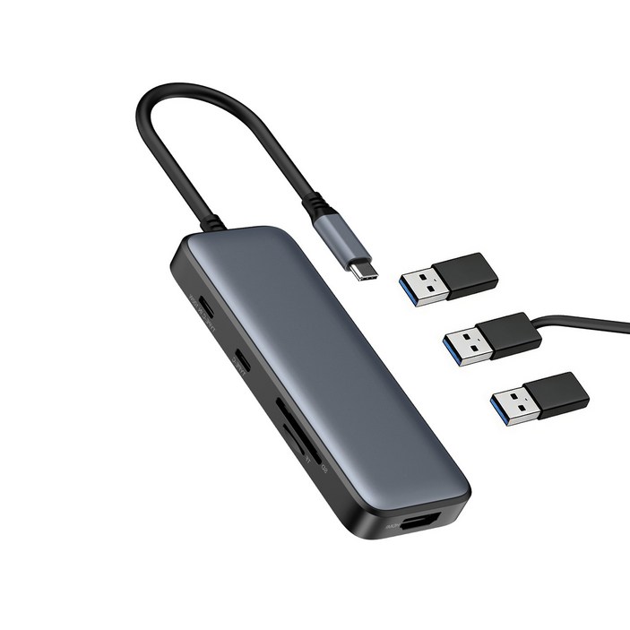 USB C타입 멀티허브 8in1 도킹스테이션 PD100W 충전 4K HDMI SD TF 카드 리더 맥북 노트북 확장 허브