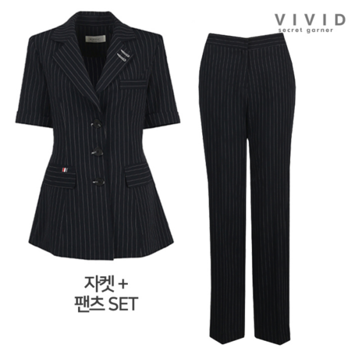 VIVID SG VIVID SET 여성 롱스트라이트 여름정장자켓+팬츠 세트