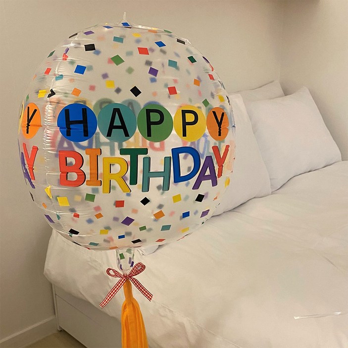 모아노라 클리어 레인보우 생일 옹브레풍선 파티풍선