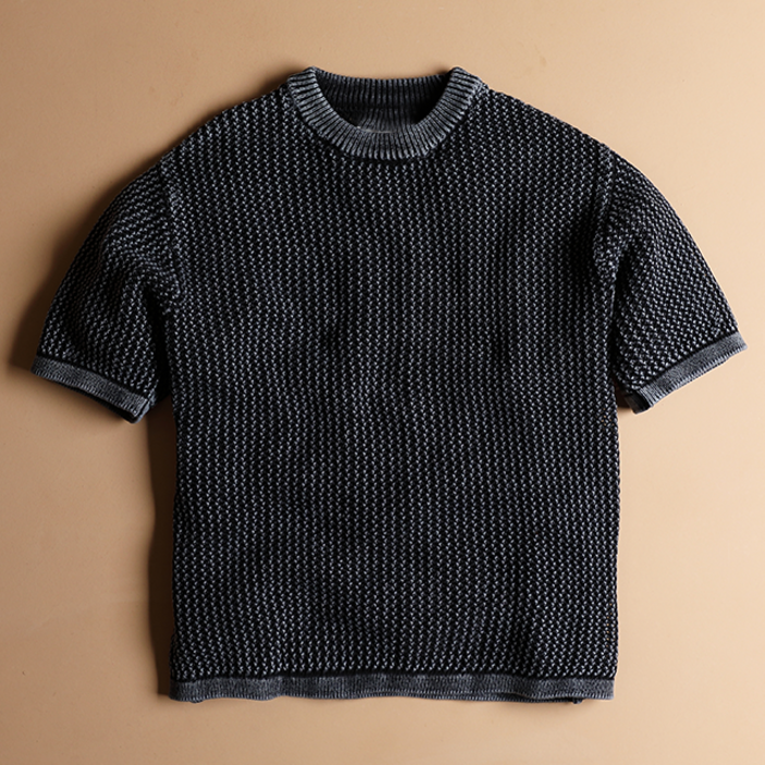 MAHUUM 이벤트 화이트 면 티셔츠 증정 남자 반팔 꽈배기 오버핏 라운드 knit 예쁜 봄여름가을 간절기 줄무늬 면 라운드 니트티