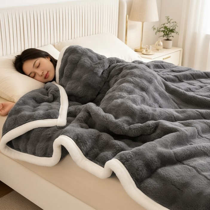 KEMEI 정전기 양면 방지 극세사  블랭킷 담요 토끼털 캠핑 소파담요 세탁 가능