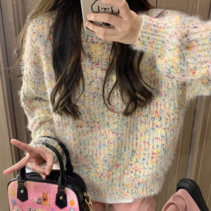 [예쁨주의] 플룸 솜사탕 캔디 팝콘 니트 스웨터