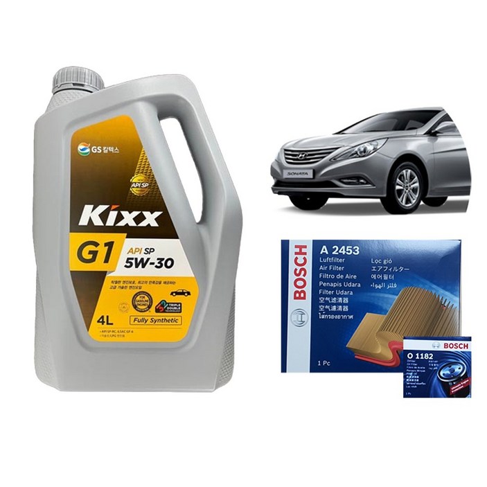 [킥스 KIXX G1 5W30] YF소나타 (누우엔진) 엔진오일+에어크리너+오일필터 세트