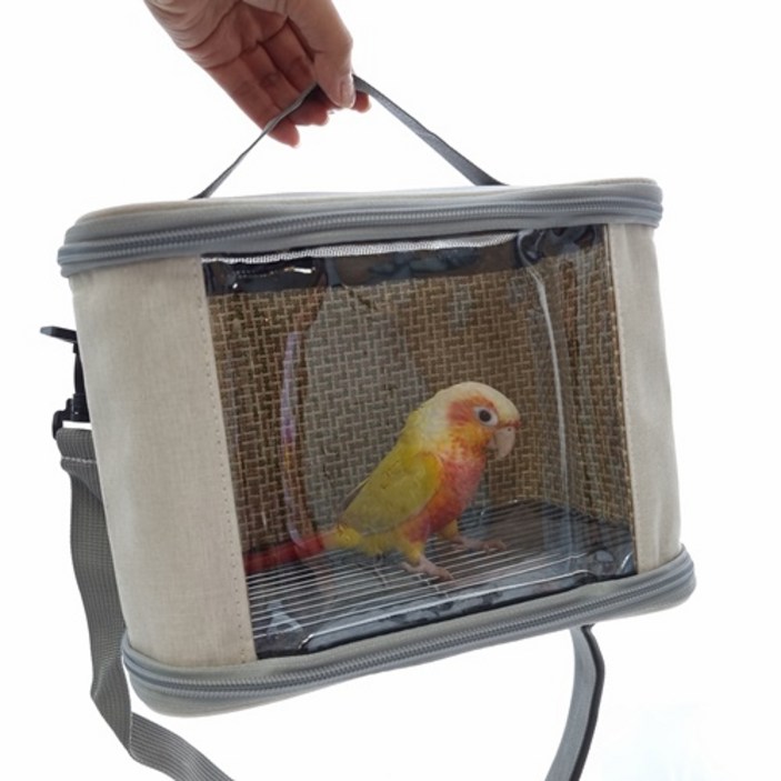 앵무새 가벼운 깃털 이동가방 (크림) 실용적인 이동장 새용품