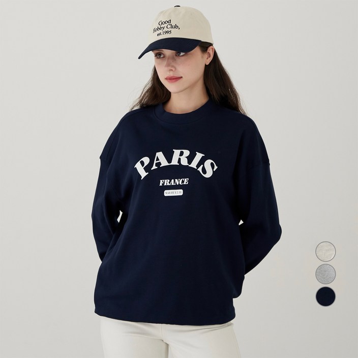 Elle Paris 오버핏 그래픽 특양면 맨투맨 PARIS Elle Paris 오버핏 그래픽 특양면 맨투맨 PARIS