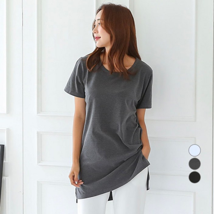 토마토팩토리 여성용 통기성 레이어드 롱 반팔티 V2