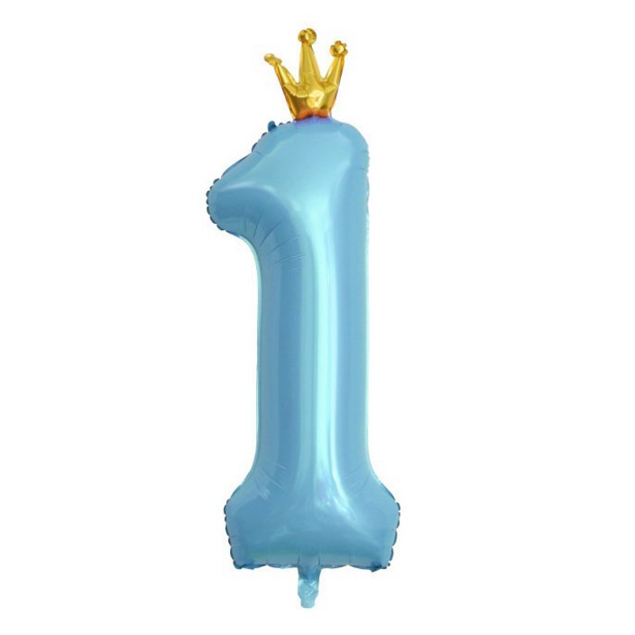 이자벨홈 생일파티 왕관 숫자 풍선 1 초대형, 블루, 1개