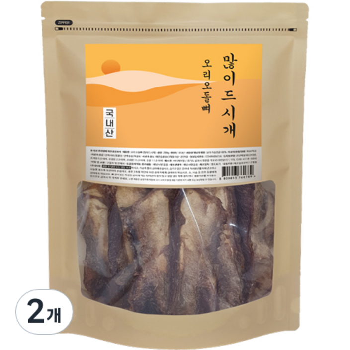 많이드시개 강아지 대용량 수제간식, 오리오돌뼈, 200g, 2개