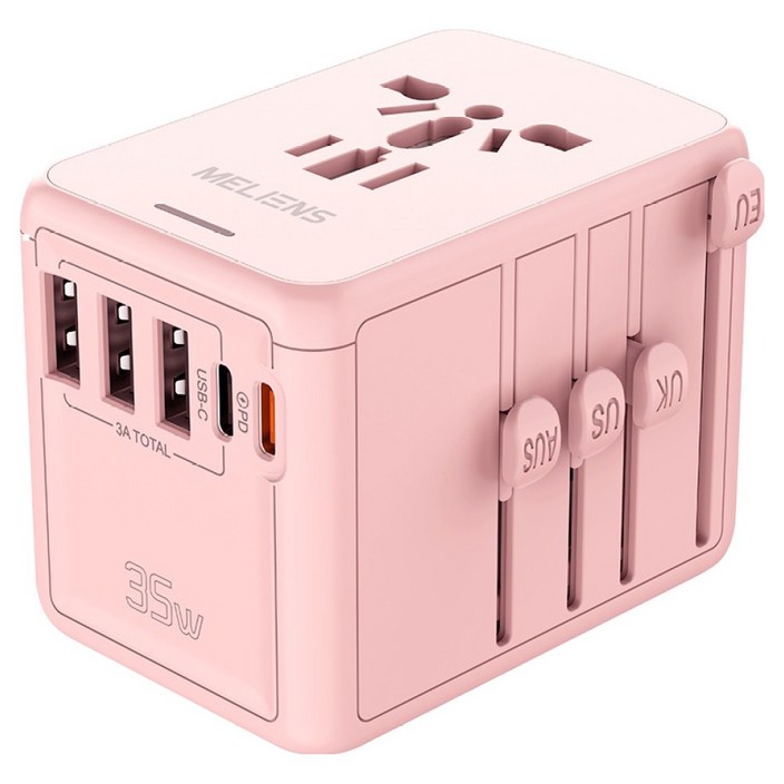멜리언스 해외여행용 5포트 PD35W 초고속충전 멀티어댑터 핑크 MLOL1, 1개