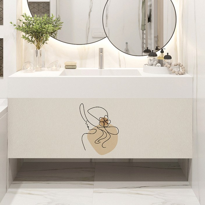 아티홈 플라워 방수 와이드 벨크로 캐비닛 커튼