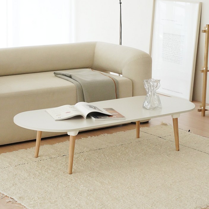 레몬트리 국내제조 E0 LPM 우드 접이식 타원형 900 테이블, 실버 그레이