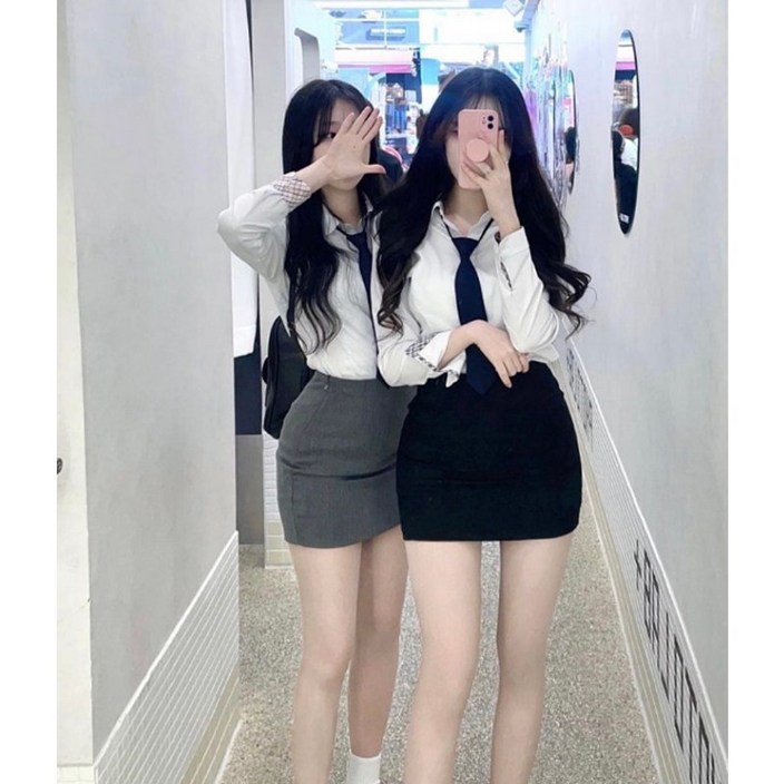 유콩샵 너가 찾던 그 교복핏 기본 미니스커트 교복치마 슬림 착붙핏 2color