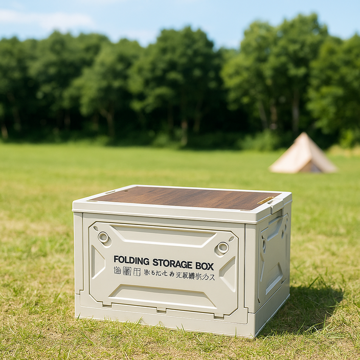 잇다 여행용 폴딩박스 나무 커버, 1개, 크림