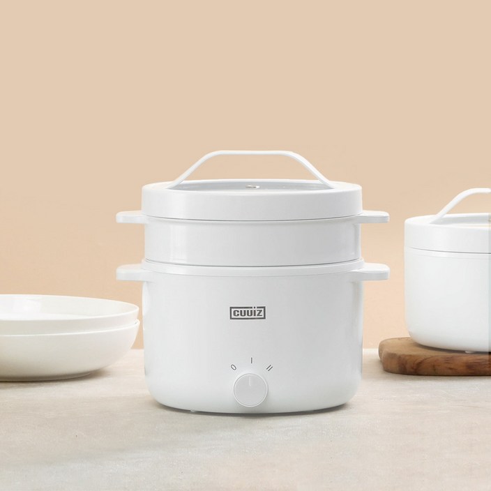 퀴즈 세라믹 멀티쿠커 2L 전기냄비 2단 찜기 라면포트 샤브샤브 보온, ESW2000