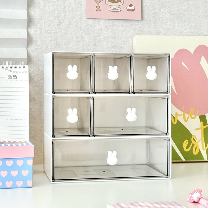 그린트리 미니 토끼 책상정리 서랍 수납함 오거나이저