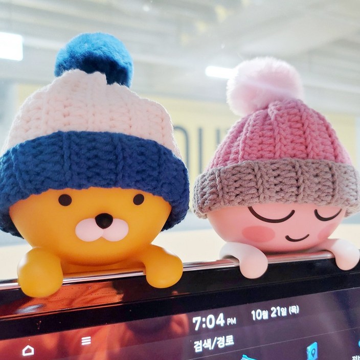 카카오프렌즈 라이언 어피치 전용 털모자 핸드메이드 모니터걸이 방향제 전용
