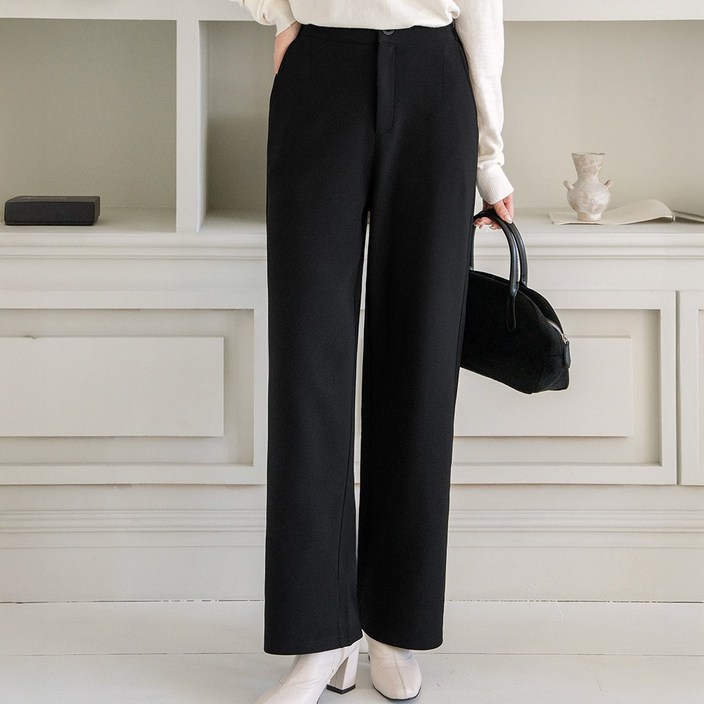 코코라벨라 여성 일자 뒷밴딩 스판 와이드 슬랙스 바지 팬츠