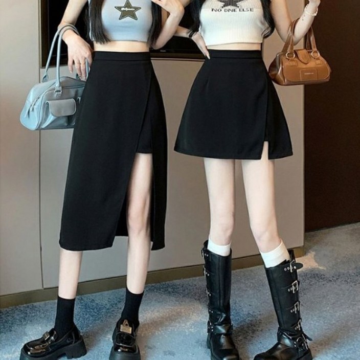 언밸런스 슬림핏 치마 바지 미니 롱 반바지 팬츠 밴딩 캐주얼 스커트