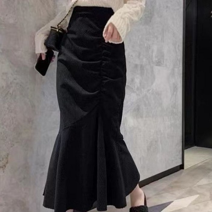 COSYEVNO 여성 봄 가을 코듀로이 하이웨이스트 스커트 BCXbscq1