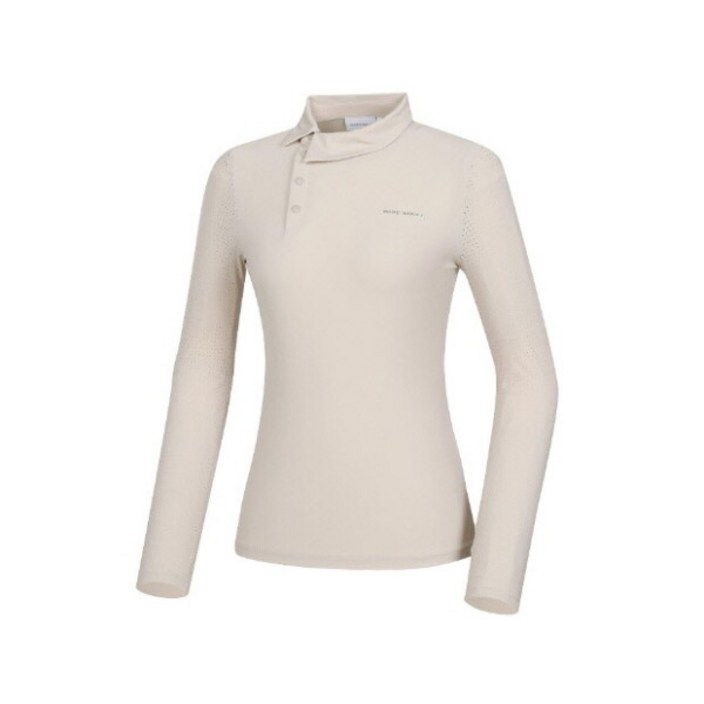 와이드앵글 골프반팔티 KQJ WWP24234E2 TO 펀칭 믹스 변형 카라 티셔츠  Beige