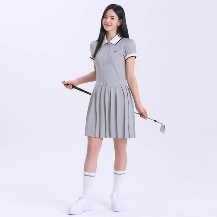 다운블로우 스포츠 기능성 골프웨어 스포티 카라 반팔 플리츠 원피스 DB9002