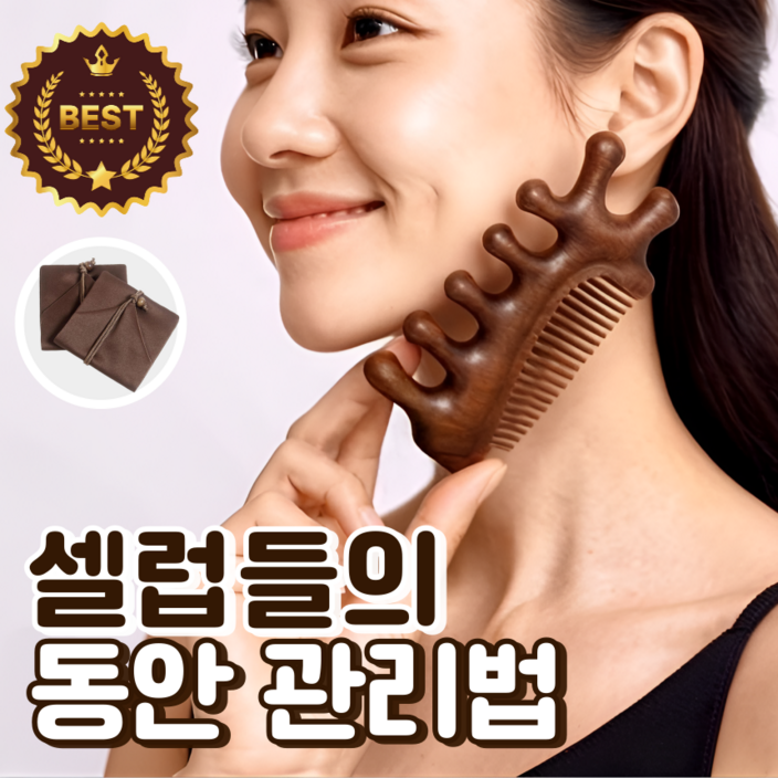 셀럽 두피 괄사 천연소재 우드 마사지기 시원한 부드러운 경락 마사지 작고 휴대성 경량 브러쉬 복부 헤어케어 안면, 프리미엄 우드, 1개