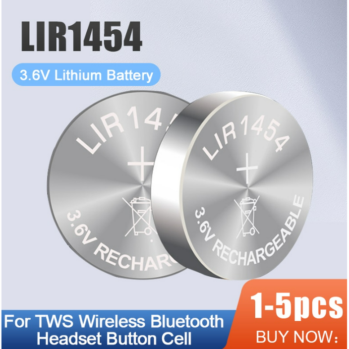 IR44 TWS 블루투스 헤드셋용 리튬 이온 충전식 호환 배터리 스마트 워치 팔찌 LIR1454 LIR 1454 3.6V CR1454 ICR1454S 1-5 개